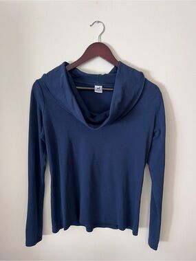 Peruvian Connection Dark Navy Cowl Neck Top